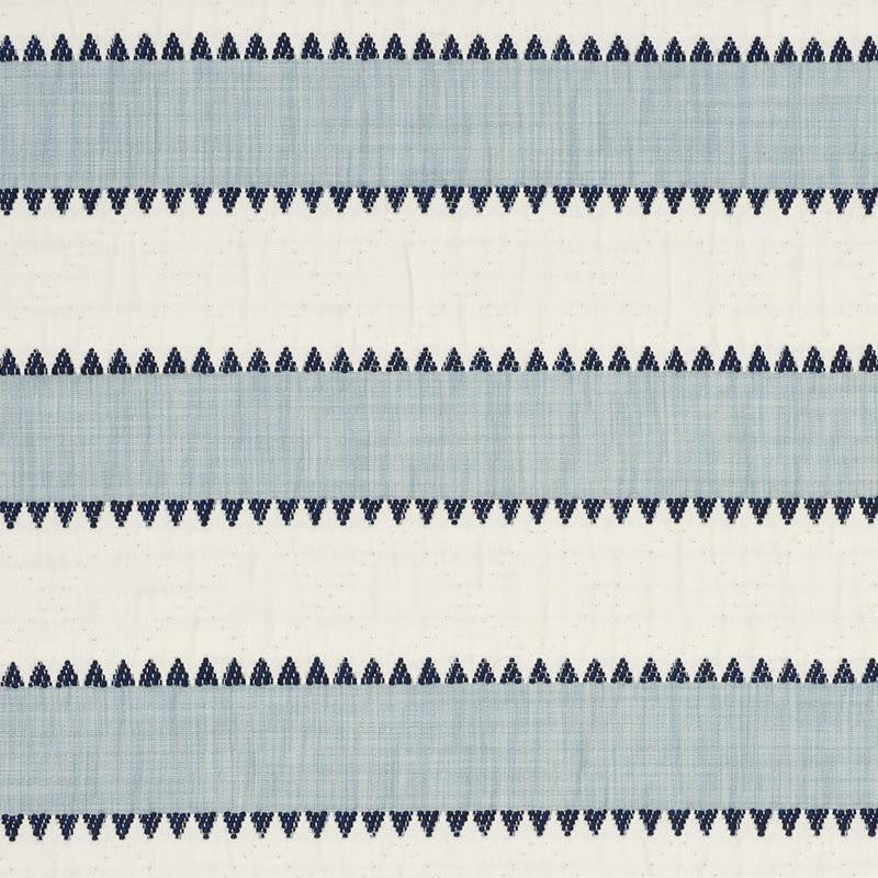 Isolde Stripe Matelass Sky 76750 by Schumacher Fabric Folk Art 1.75" - Fabric Carolina -