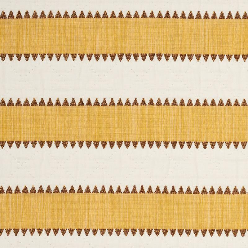 Isolde Stripe Matelass Yellow 76752 by Schumacher Designer Fabric Folk Art 1.75" - Swanky Fabrics -