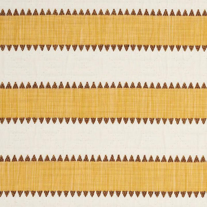 Isolde Stripe Matelass Yellow 76752 by Schumacher Designer Fabric Folk Art 1.75" - Swanky Fabrics -