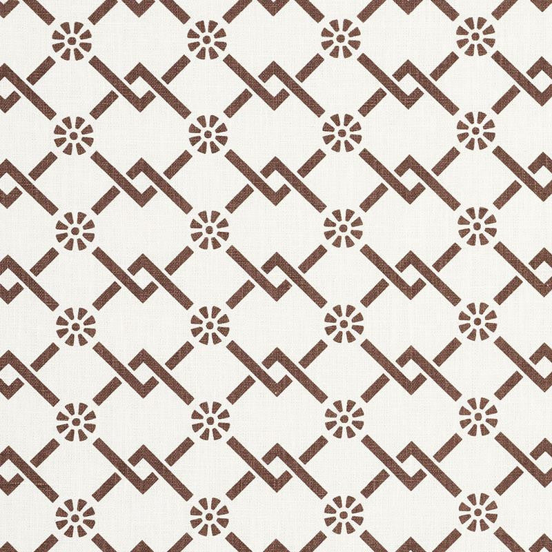 Fretwork Flower Chestnut 178312 by Schumacher Fabric Timothy Corrigan 2.75" - Fabric Carolina -