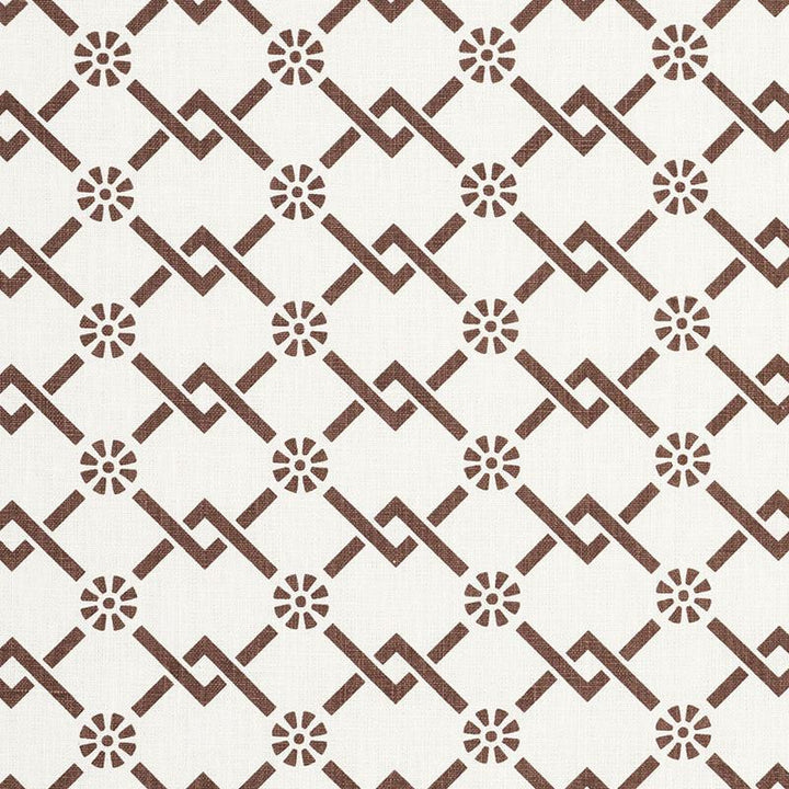 Fretwork Flower Chestnut 178312 by Schumacher Fabric Timothy Corrigan 2.75" - Fabric Carolina -