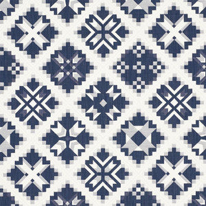 Tristan Patchwork Indigo 76760 by Schumacher Fabric