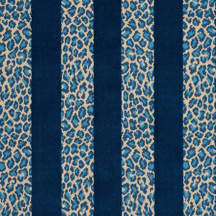 Guepard Stripe Velvet Mediterranean 77140 by Schumacher Fabric Timothy Corrigan 13.5" - Fabric Carolina -