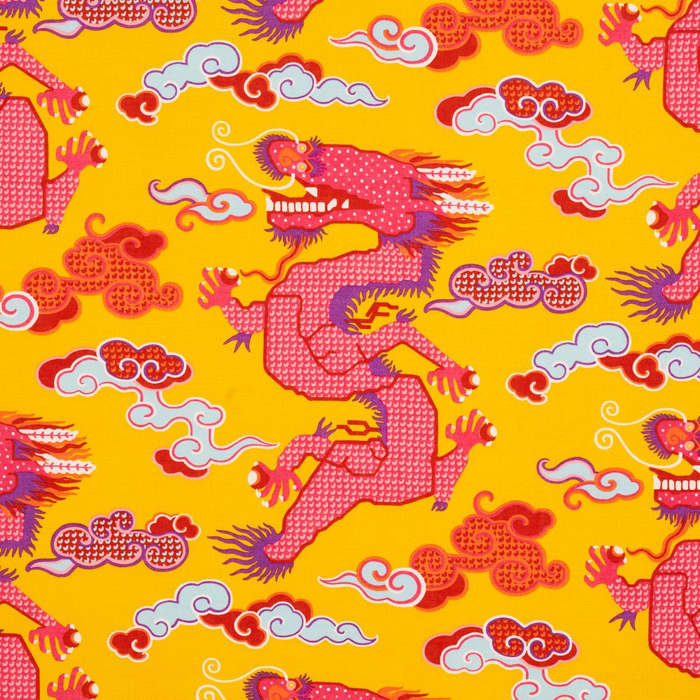 Magical Ming Dragon Yellow 178591 by Schumacher Fabric Johnson Hartig 18.0" - Fabric Carolina -