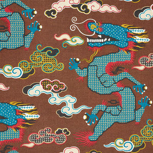 Magical Ming Dragon Brown 178592 by Schumacher Fabric