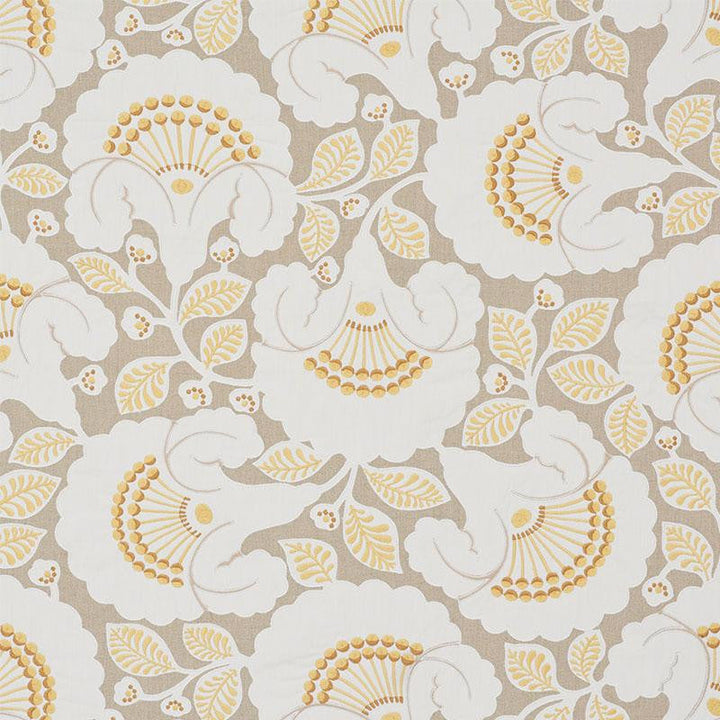 Jackie Appliqu Embroidery Natural 77300 by Schumacher Designer Fabric Wallflowers 25.38" - Swanky Fabrics -