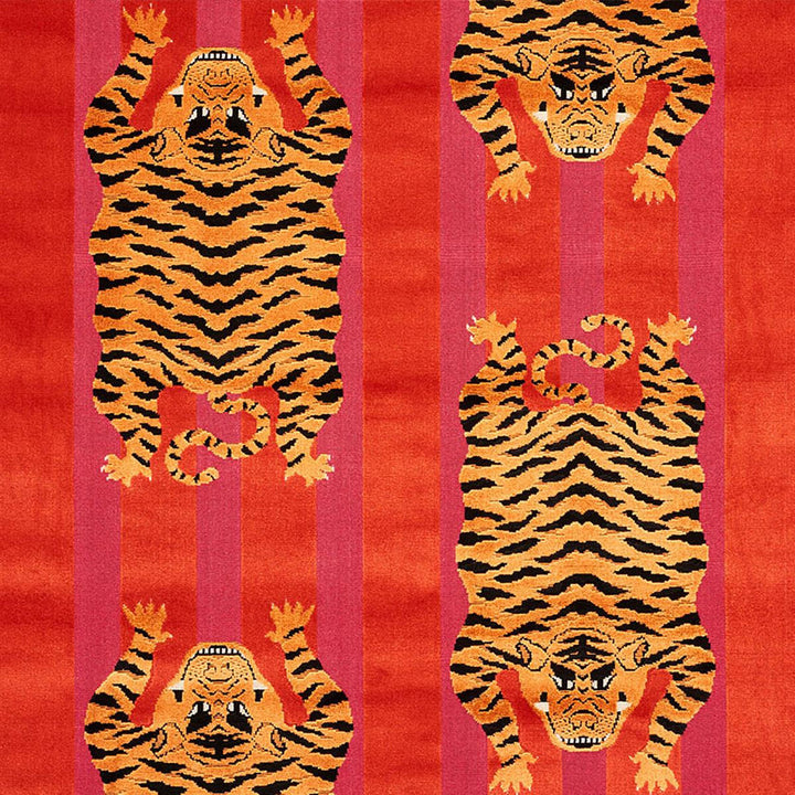 Jokhang Tiger Velvet Red & Pink 77231 by Schumacher Fabric Johnson Hartig 27.0" - Fabric Carolina -