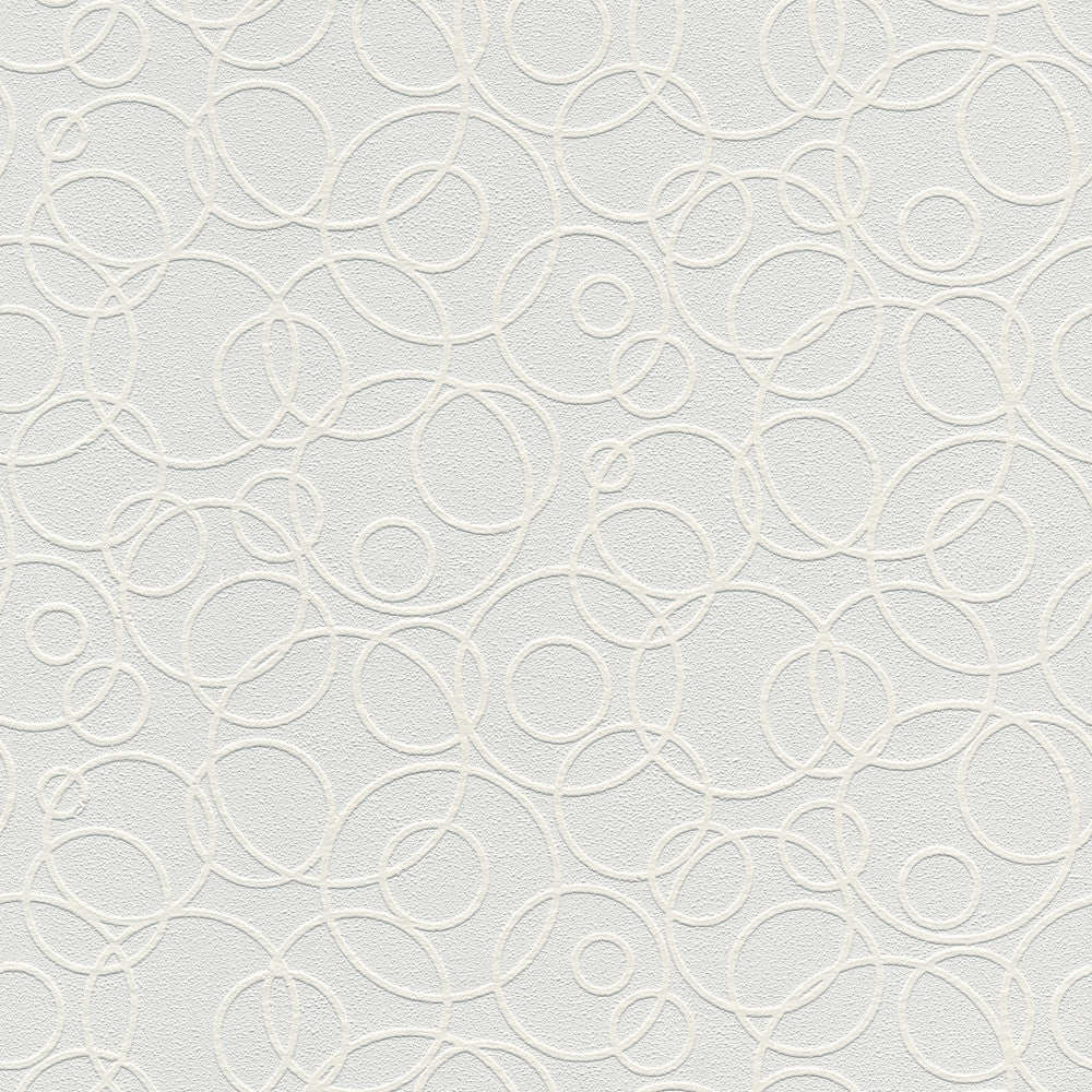 Artemisia White Circles Paintable Wallpaper by Brewster PaintWorks Covers about 57.5 square feet 20.9-in by 33-ft long roll Unpasted 12.5 - Fabric Carolina -
