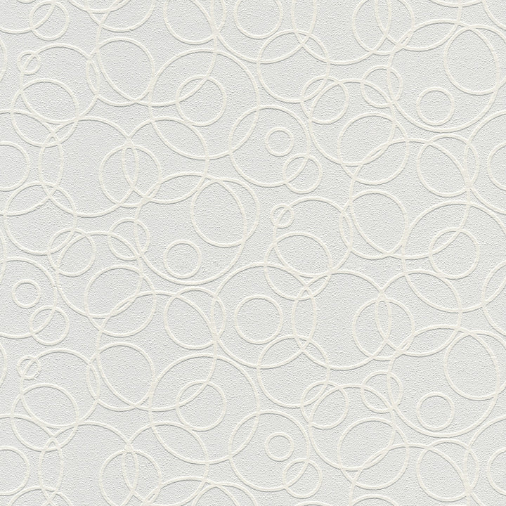 Artemisia White Circles Paintable Wallpaper by Brewster PaintWorks Covers about 57.5 square feet 20.9-in by 33-ft long roll Unpasted 12.5 - Fabric Carolina -