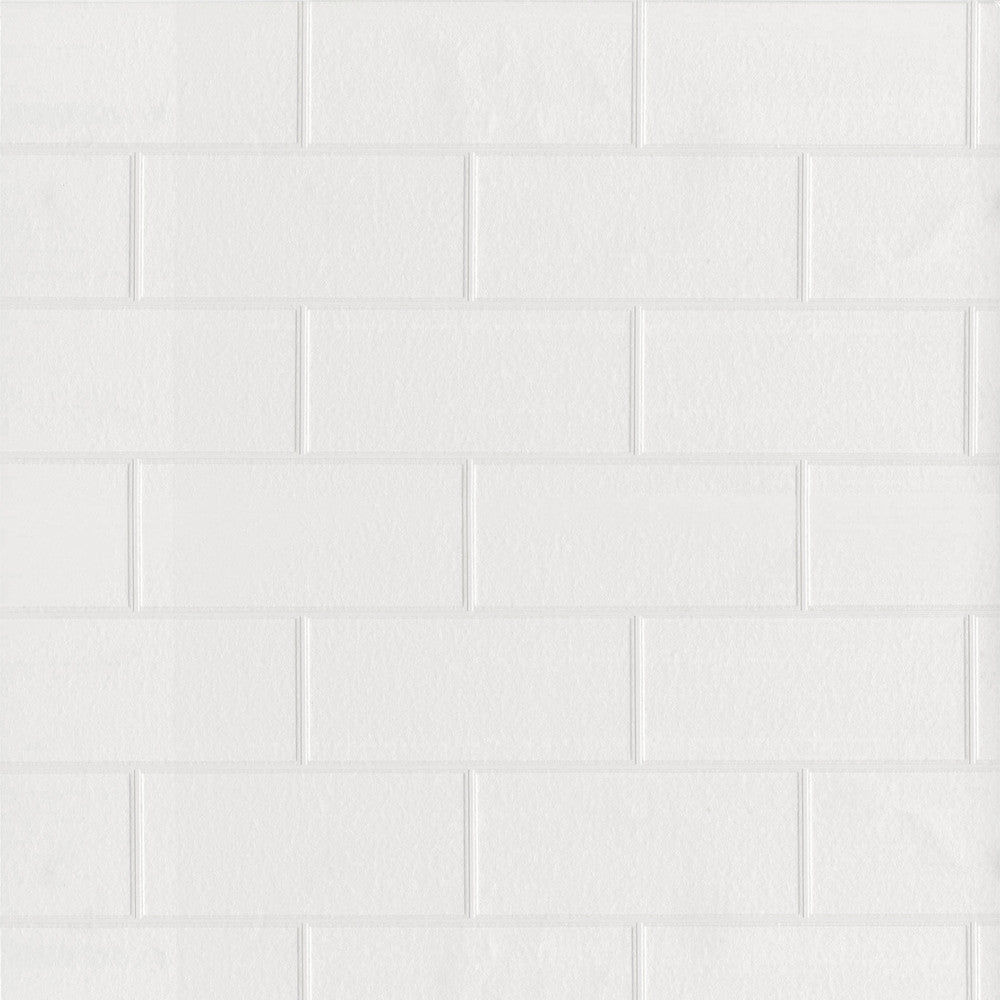 Galley White Subway Tile Paintable Wallpaper by Brewster PaintWorks Covers about 57.5 square feet 20.9-in by 33-ft long roll Prepasted 6.3 - Fabric Carolina -