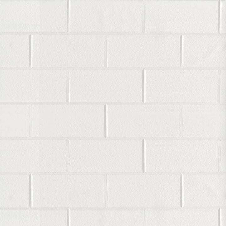 Galley White Subway Tile Paintable Wallpaper by Brewster PaintWorks Covers about 57.5 square feet 20.9-in by 33-ft long roll Prepasted 6.3 - Fabric Carolina -