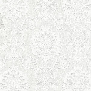 Plouf White Damask Paintable Wallpaper by Brewster
