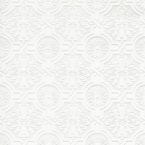 Victorian Tin Ceiling White Paintable Wallpaper by Brewster