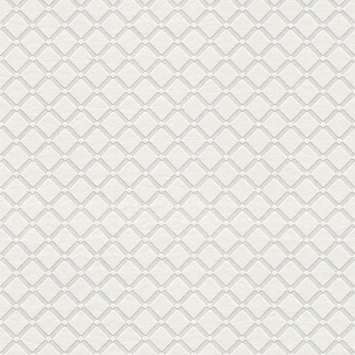 Armin White Diamond Trellis Paintable Wallpaper by Brewster PaintWorks Covers about 57.5 square feet 20.9-in by 33-ft long roll Unpasted 2.5 - Fabric Carolina -