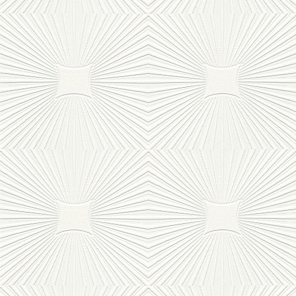 Silvie White Tin Burst Paintable Wallpaper by Brewster PaintWorks Covers about 57.5 square feet 20.9-in by 33-ft long roll Unpasted 10.6 - Fabric Carolina -