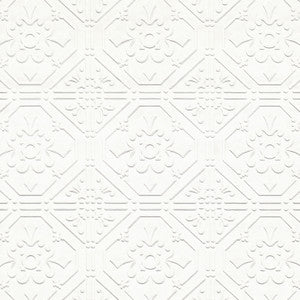 Brooklyn White Tin Paintable Wallpaper by Brewster
