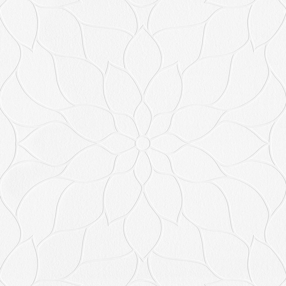Anselm White Floral Bloom Paintable Wallpaper by Brewster PaintWorks Covers about 57.5 square feet 20.9-in by 33-ft long roll Unpasted 25.2 - Fabric Carolina -