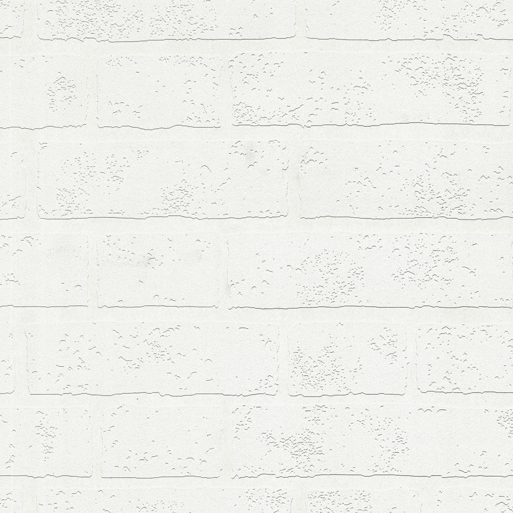 Bridgers White Exposed Brick Wall Paintable Wallpaper by Brewster PaintWorks Covers about 57.5 square feet 20.9-in by 33-ft long roll Prepasted 0 - Fabric Carolina -