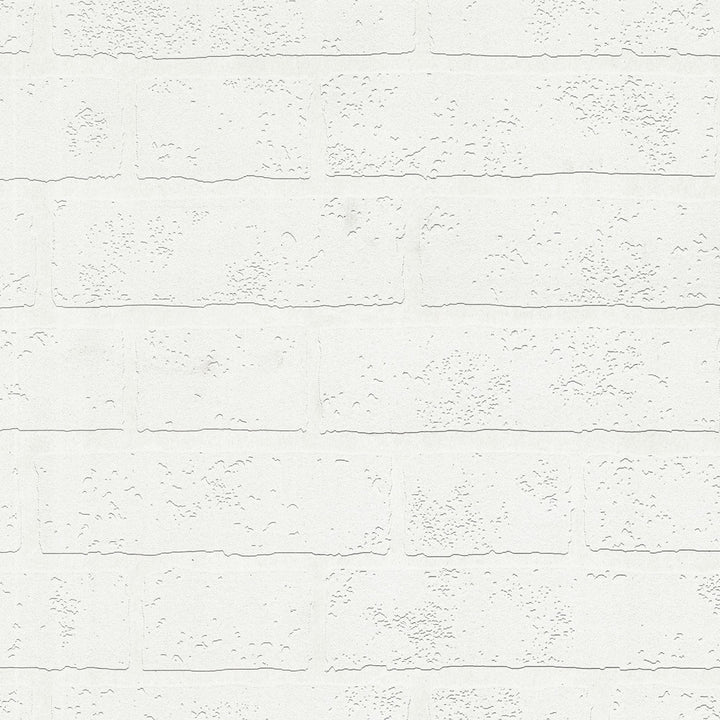 Bridgers White Exposed Brick Wall Paintable Wallpaper by Brewster PaintWorks Covers about 57.5 square feet 20.9-in by 33-ft long roll Prepasted 0 - Fabric Carolina -