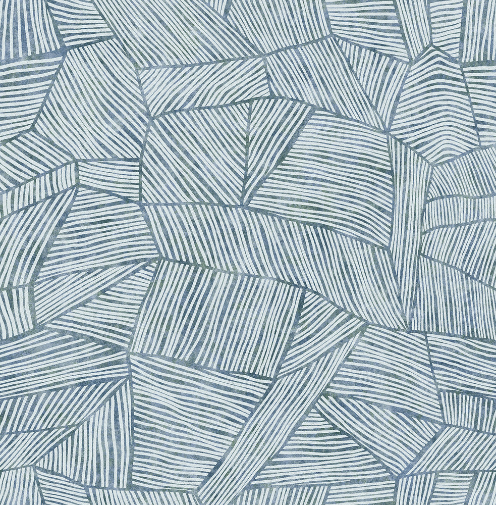 Aldabra Blue TextuGeometric Wallpaper by A-Street Prints Seychelles Covers about 56.4 square feet 20.5-in by 33-ft long roll Unpasted 20.9 - Fabric Carolina -