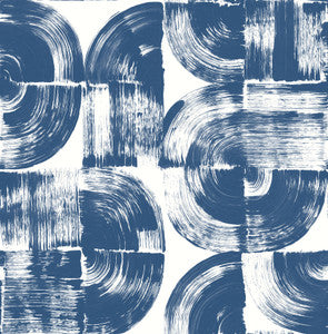 Giulietta Blue Painterly Geometric Wallpaper by A-Street Prints