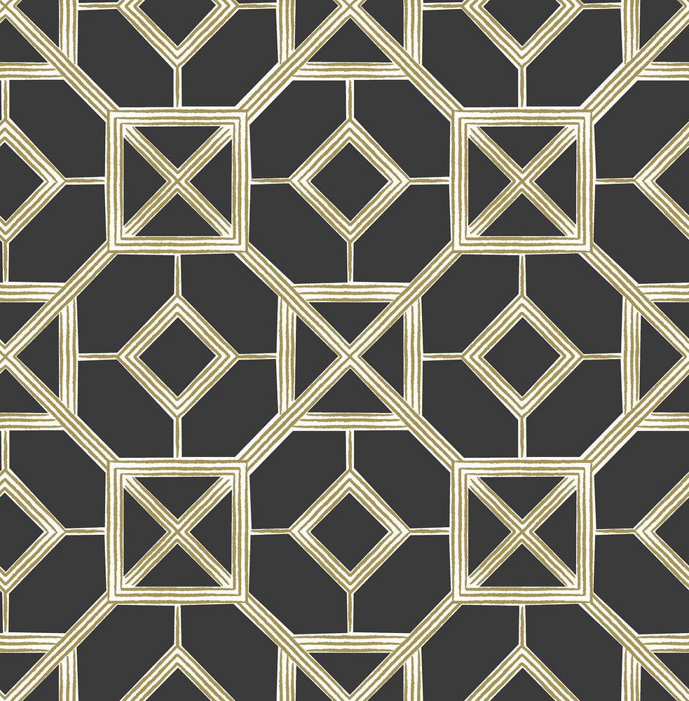 Livia Black Trellis Wallpaper by A-Street Prints Seychelles Covers about 56.4 square feet 20.5-in by 33-ft long roll Unpasted 10.4 - Fabric Carolina -