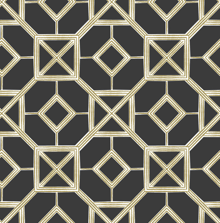 Livia Black Trellis Wallpaper by A-Street Prints Seychelles Covers about 56.4 square feet 20.5-in by 33-ft long roll Unpasted 10.4 - Fabric Carolina -