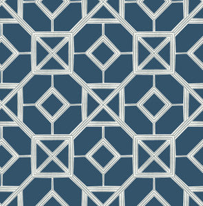 Livia Dark Blue Trellis Wallpaper by A-Street Prints