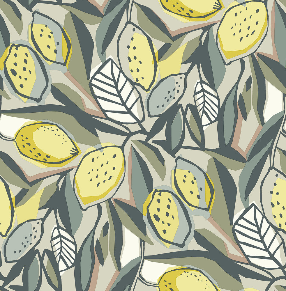 Meyer Chartreuse Citrus Wallpaper by A-Street Prints Seychelles Covers about 56.4 square feet 20.5-in by 33-ft long roll Unpasted 20.9 - Fabric Carolina -