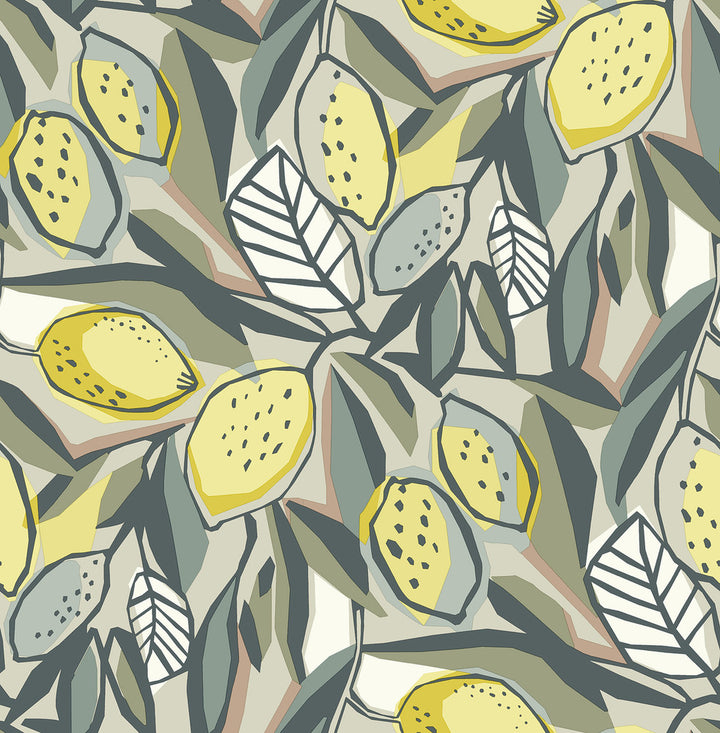 Meyer Chartreuse Citrus Wallpaper by A-Street Prints Seychelles Covers about 56.4 square feet 20.5-in by 33-ft long roll Unpasted 20.9 - Fabric Carolina -