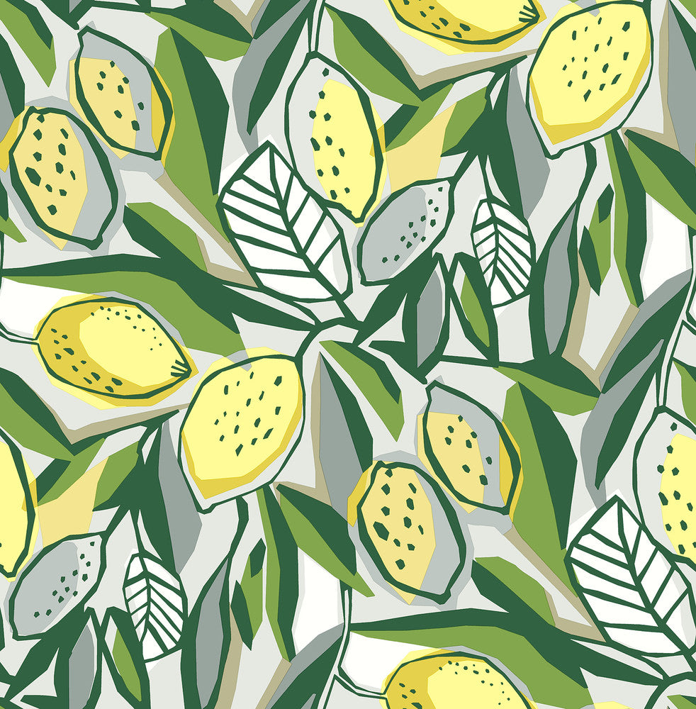 Meyer Yellow Citrus Wallpaper by A-Street Prints Seychelles Covers about 56.4 square feet 20.5-in by 33-ft long roll Unpasted 20.9 - Fabric Carolina -