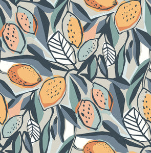 Meyer Teal Citrus Wallpaper by A-Street Prints