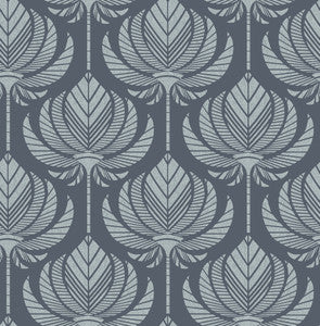 Palmier Navy Lotus Fan Wallpaper by A-Street Prints