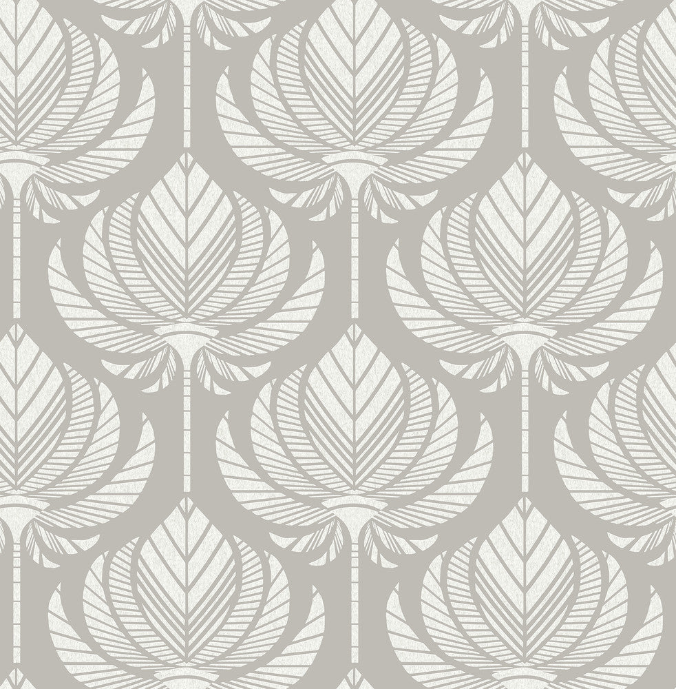 Palmier Grey Lotus Fan Wallpaper by A-Street Prints Seychelles Covers about 56.4 square feet 20.5-in by 33-ft long roll Unpasted 10.4 - Fabric Carolina -