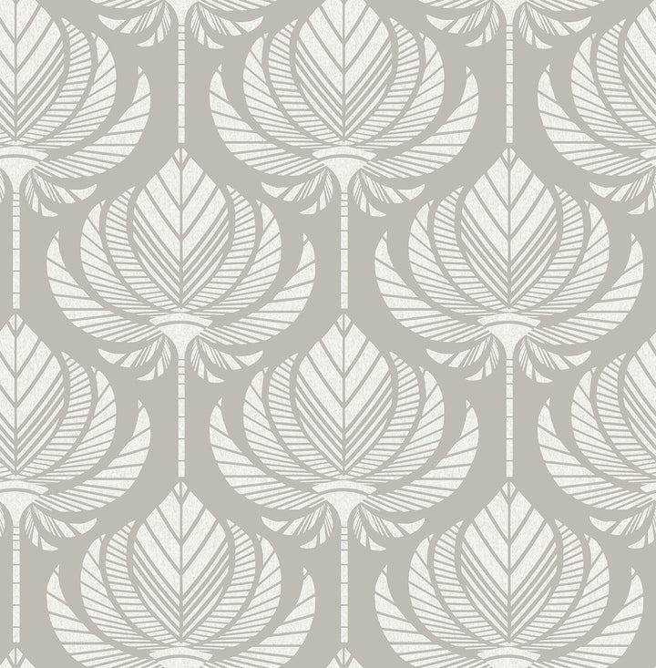 Palmier Grey Lotus Fan Wallpaper by A-Street Prints Seychelles Covers about 56.4 square feet 20.5-in by 33-ft long roll Unpasted 10.4 - Fabric Carolina -