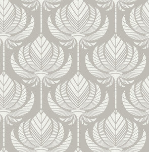 Palmier Grey Lotus Fan Wallpaper by A-Street Prints