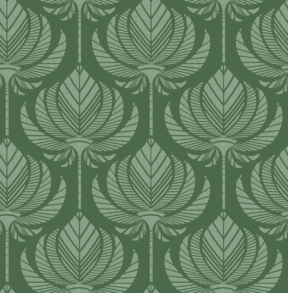 Palmier Green Lotus Fan Wallpaper by A-Street Prints Seychelles Covers about 56.4 square feet 20.5-in by 33-ft long roll Unpasted 10.4 - Fabric Carolina -
