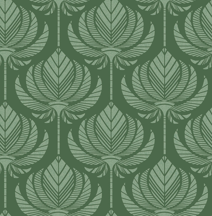Palmier Green Lotus Fan Wallpaper by A-Street Prints Seychelles Covers about 56.4 square feet 20.5-in by 33-ft long roll Unpasted 10.4 - Fabric Carolina -