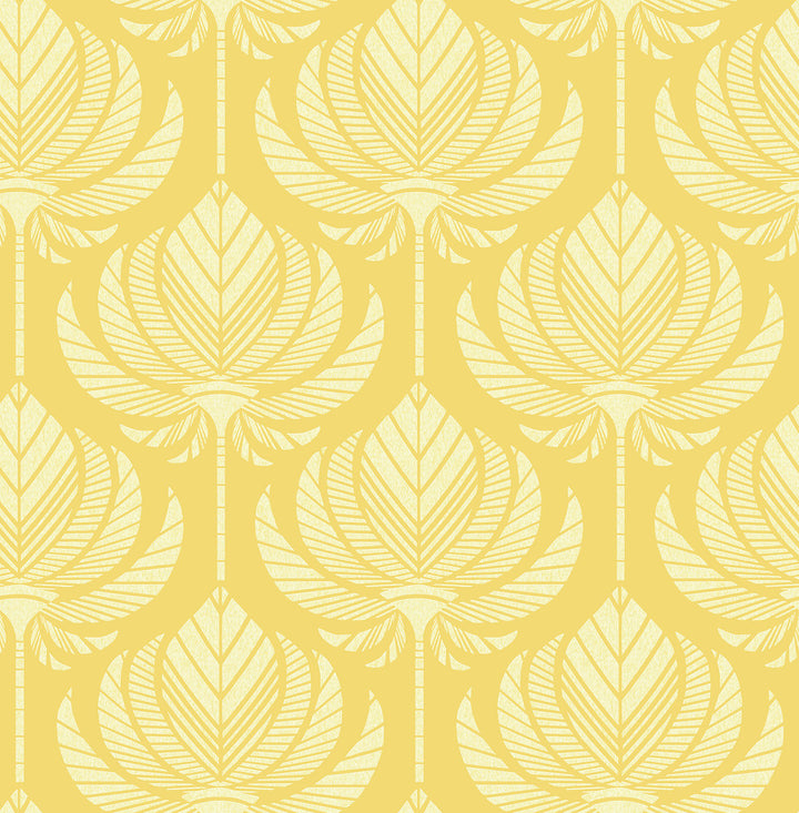 Palmier Yellow Lotus Fan Wallpaper by A-Street Prints Seychelles Covers about 56.4 square feet 20.5-in by 33-ft long roll Unpasted 10.4 - Fabric Carolina -