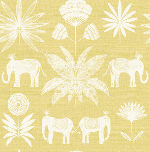 Bazaar Yellow Elephant Oasis Wallpaper by A-Street Prints