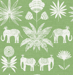 Bazaar Green Elephant Oasis Wallpaper by A-Street Prints