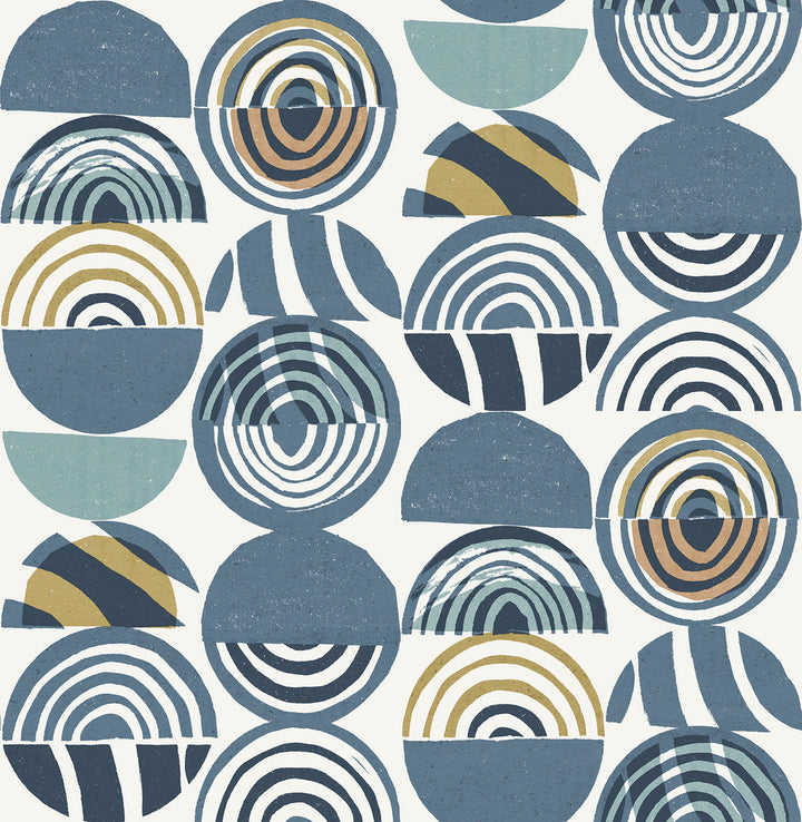 Mage Blue Mod Geometric Wallpaper by A-Street Prints Seychelles Covers about 56.4 square feet 20.5-in by 33-ft long roll Unpasted 20.9 - Fabric Carolina -