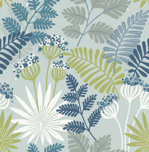 Praslin Sky Blue Botanical Wallpaper by A-Street Prints