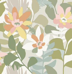 Koko Taupe Floral Wallpaper by A-Street Prints