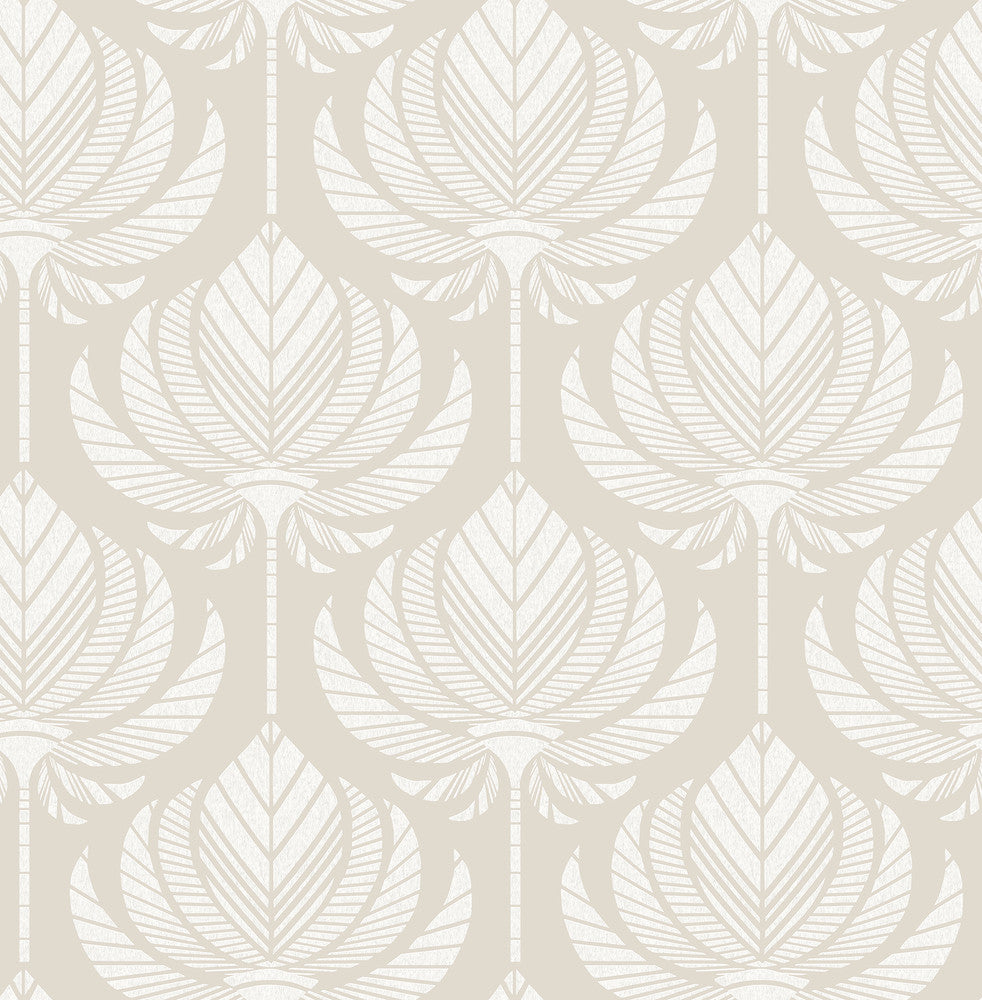 Palmier Light Grey Lotus Fan Wallpaper by A-Street Prints Seychelles Covers about 56.4 square feet 20.5-in by 33-ft long roll Unpasted 10.4 - Fabric Carolina -