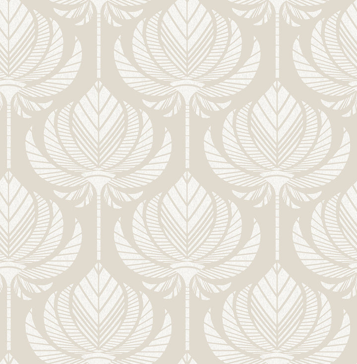 Palmier Light Grey Lotus Fan Wallpaper by A-Street Prints Seychelles Covers about 56.4 square feet 20.5-in by 33-ft long roll Unpasted 10.4 - Fabric Carolina -