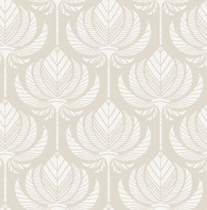Palmier Light Grey Lotus Fan Wallpaper by A-Street Prints