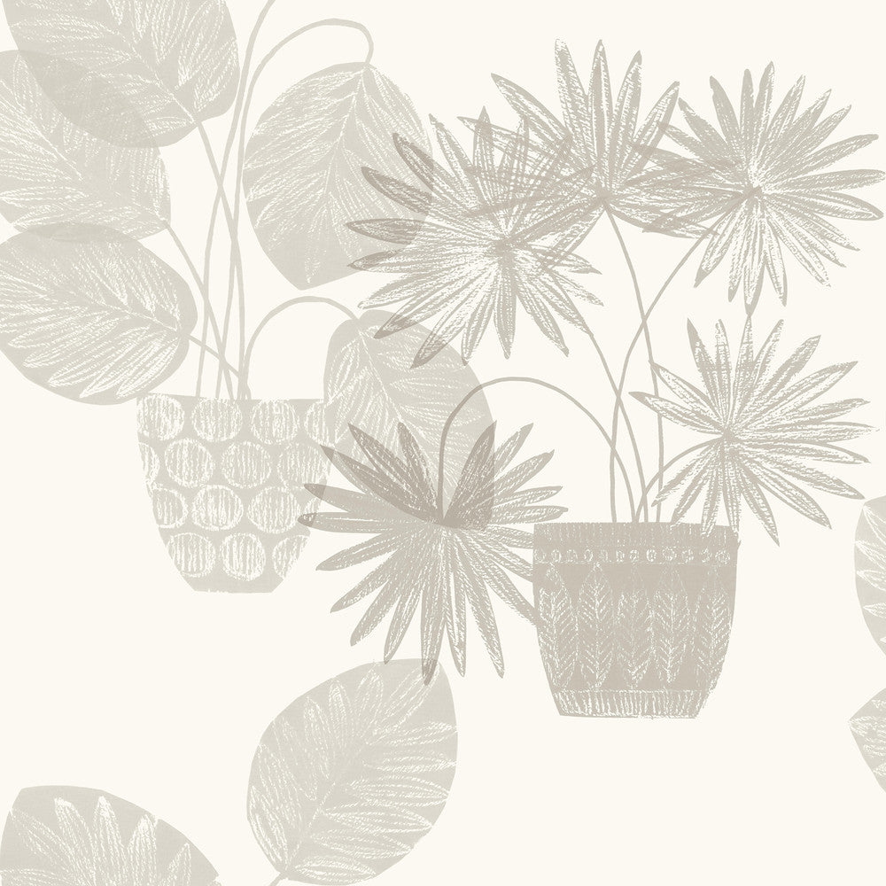 Aida Light Grey Potted Plant Wallpaper by A-Street Prints Seychelles Covers about 60.8 square feet 27-in by 27-ft long roll Unpasted 27 - Fabric Carolina -