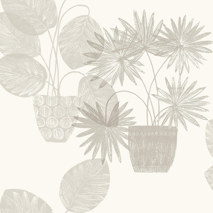 Aida Light Grey Potted Plant Wallpaper by A-Street Prints Seychelles Covers about 60.8 square feet 27-in by 27-ft long roll Unpasted 27 - Fabric Carolina -