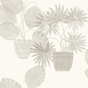 Aida Light Grey Potted Plant Wallpaper by A-Street Prints